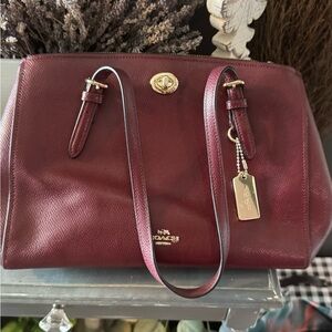 Coach Deep Red Leather Shoulder Bag